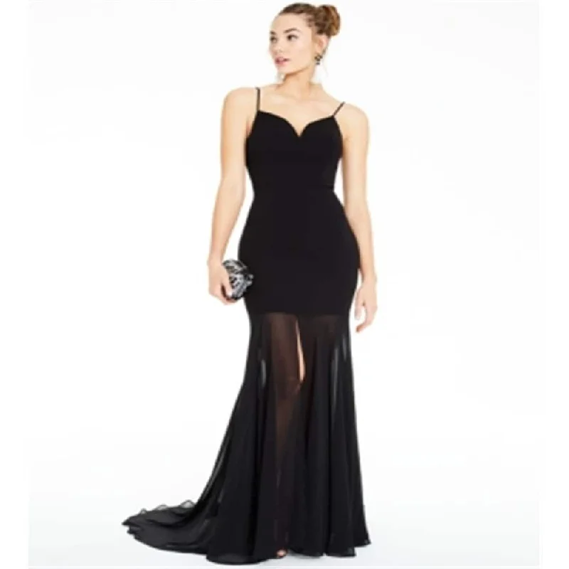 Evening dress with luxurious shimmer-B.Darlin Women's Crepe Gown with Chiffon Bottom Black Size 3/4