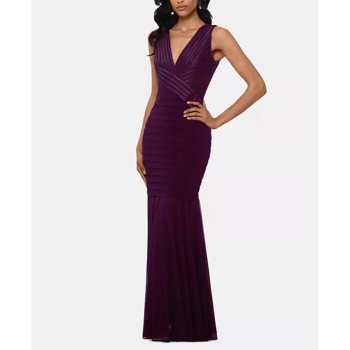 Evening dress with crystal-encrusted bodice-Betsy & Adam Women's Bandage Gown Dark Purple Size 1