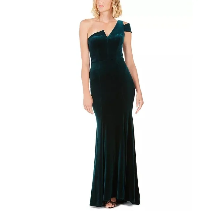 Evening dress for unforgettable gala-Betsy & Adam Women's Petite Velvet Gown Dark Green Size 1