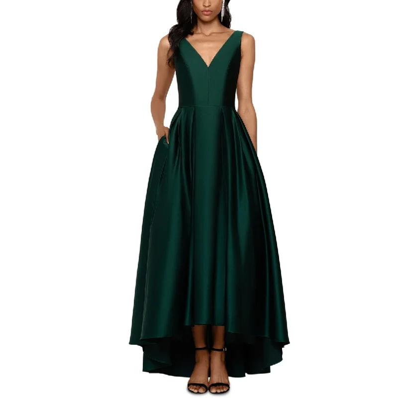 Evening dress for elite function-Betsy & Adam Women's Satin High Low Ball Gown Green Size 2