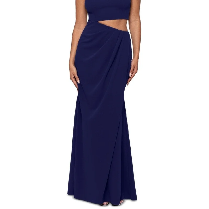 Evening dress with fitted bodice-Betsy & Adam Women's Waist Cutout Pleated Hip Gown Blue Size 2