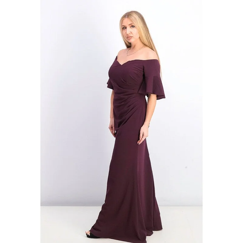 Evening dress for evening gala-Calvin Klein Women's Sweetheart Off-The-Shoulder Gown Purple Size 6