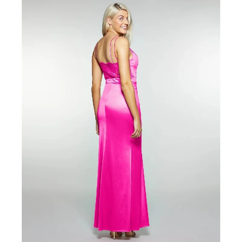 Evening dress with embellished design-City Studios Junior's Satin Lace Back Gown Pink Size 17