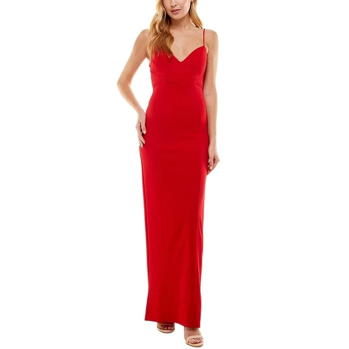 Evening dress with glamorous finish-City Studios Junior's SeaScuba Creep Gown Red Size X-Large