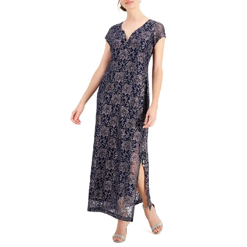 Evening dress for fabulous wedding-Connected Women's Printed Lace Gown Blue Size 8