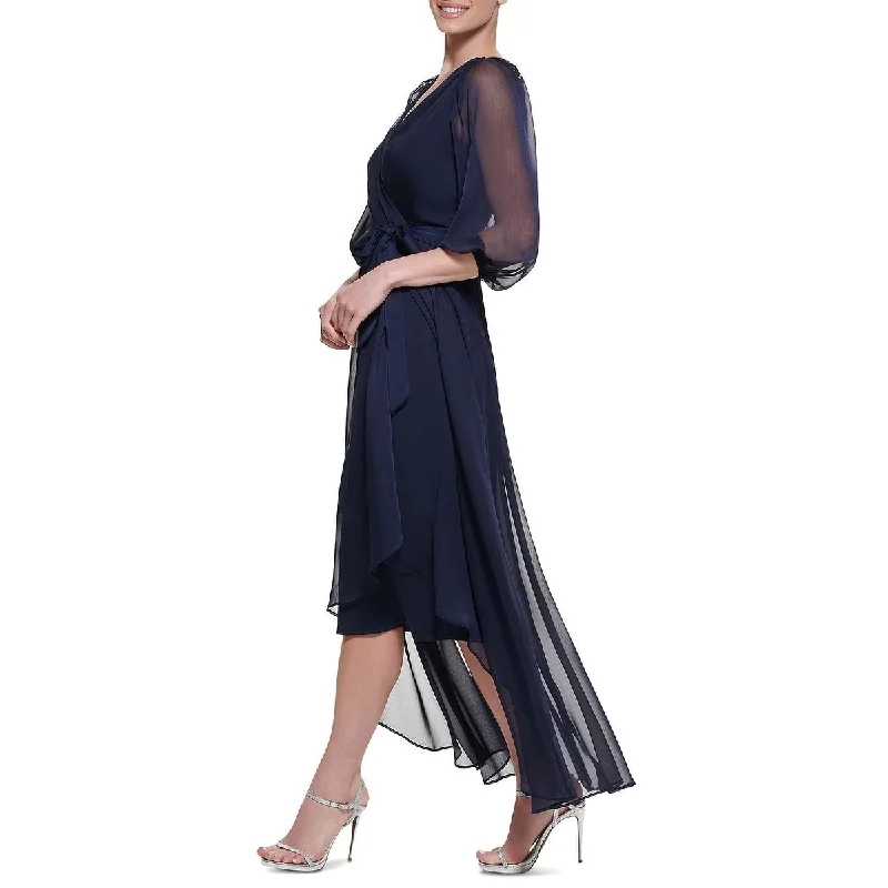 Evening dress for spectacular affair-Dkny Women's Balloon Sleeve Faux Wrap Gown Blue Size 8