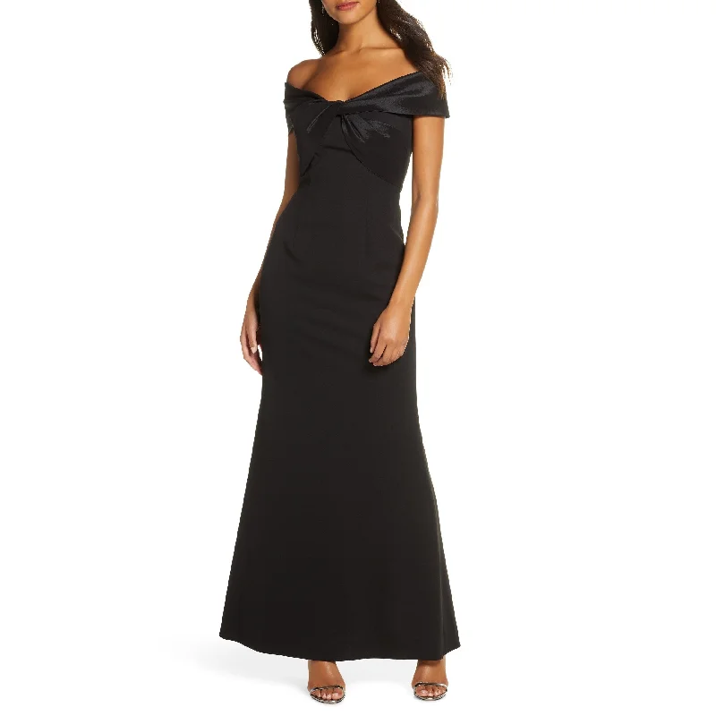 Evening dress for upscale gala-Eliza J Women's Off The Shoulder Scuba Crepe Gown Black Size 10