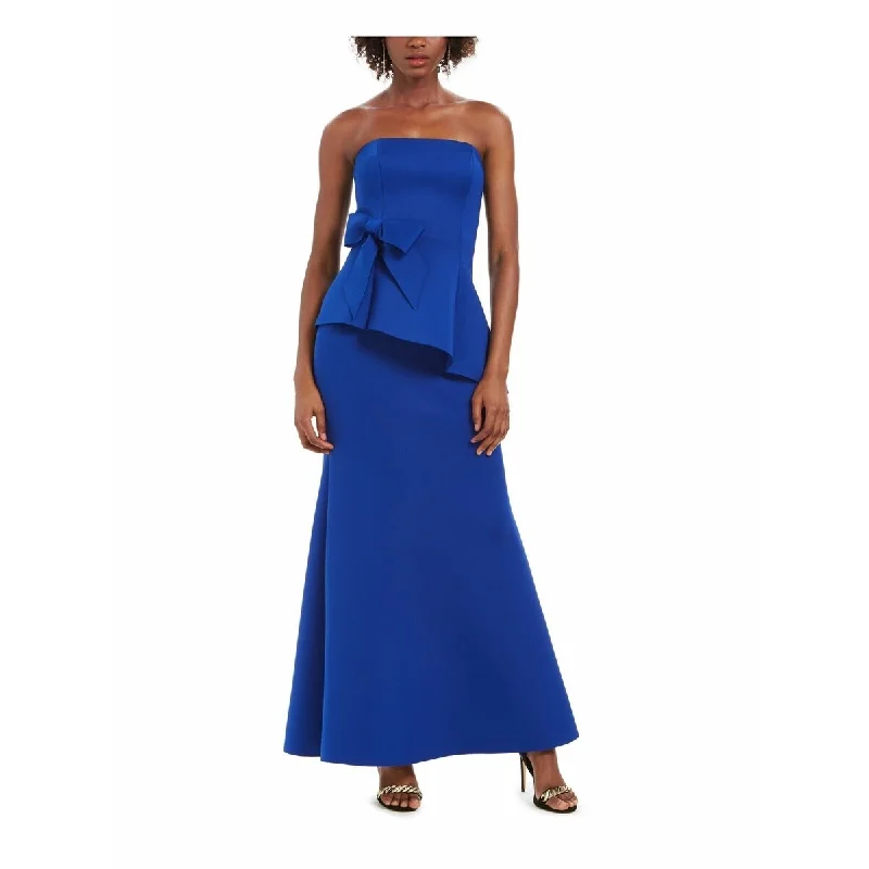 Evening dress for timeless elegance-Eliza J Women's Petite Strapless Peplum Gown Bright Blue Size 0