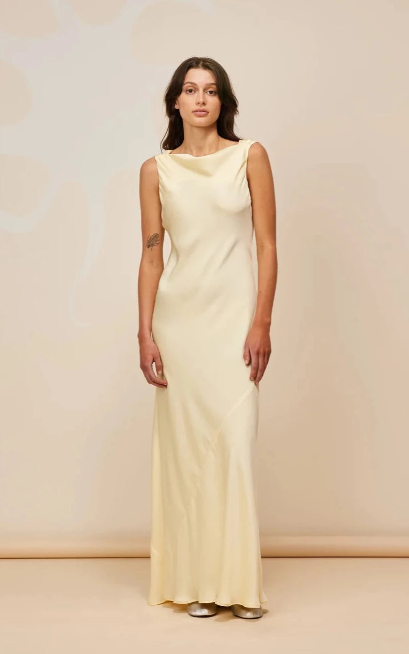 Evening dress for high-end reception-Firebird Cowl Gown (Butter)