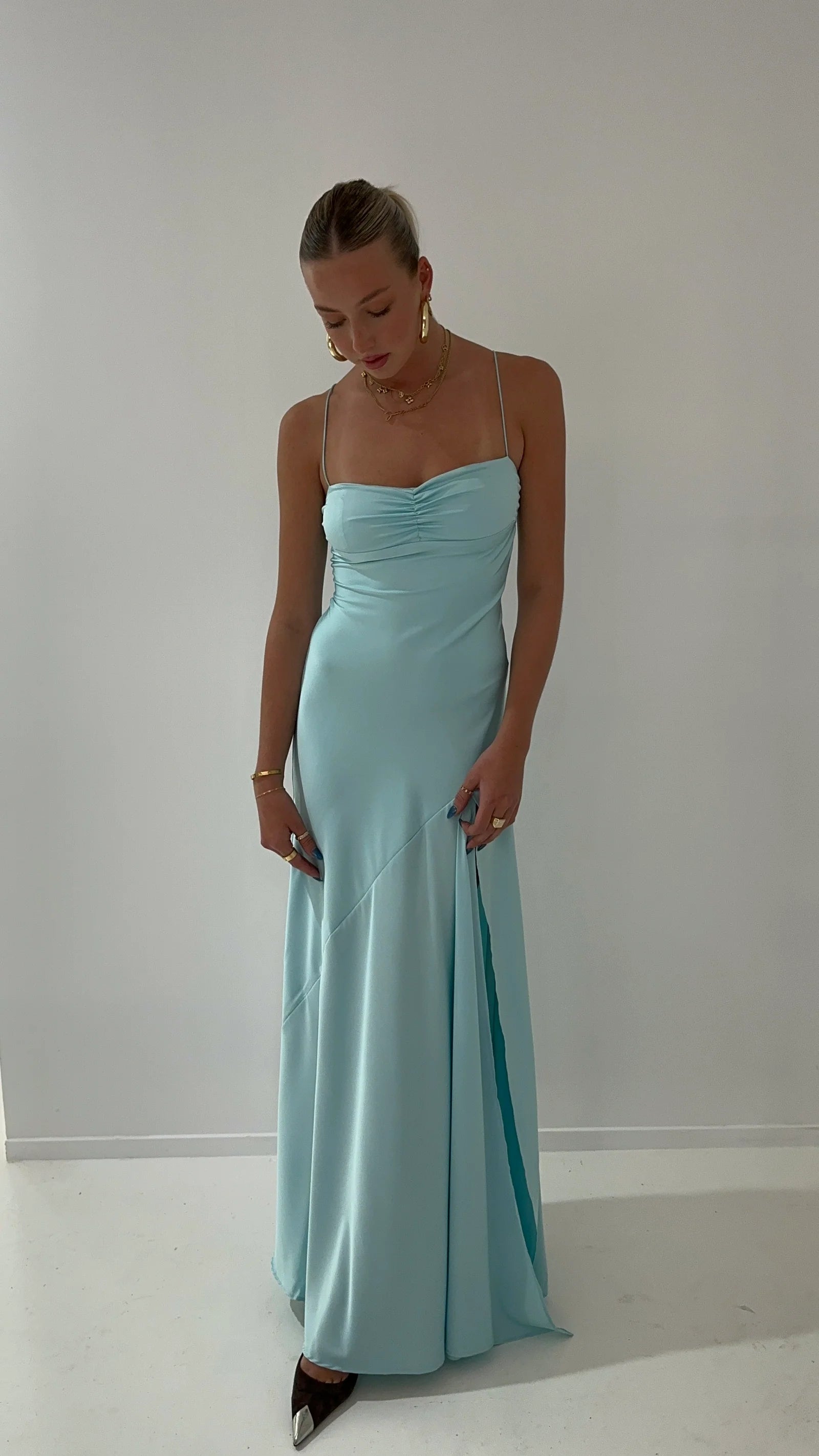 Evening dress for royal reception-Gaia Gown (Aqua)