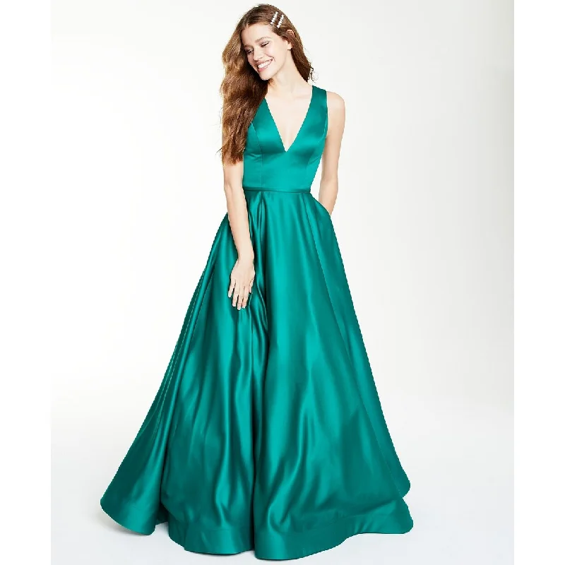 Evening dress for sophisticated wedding-Glamour By Women's Terani Juniors' Satin Gown Bright Green Size 4