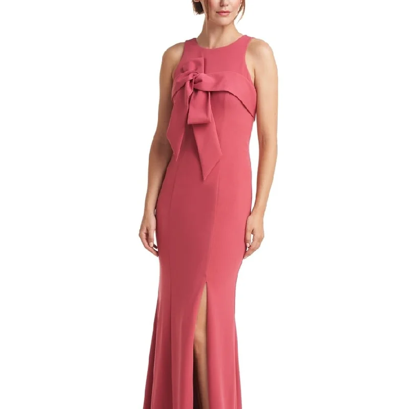 Evening dress with intricate silk fabric-Js Collections Women's Leona Bow Sleeveless Gown Pink Size 10