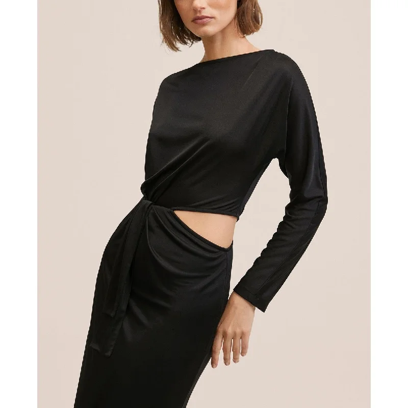 Evening dress for contemporary celebration-Mango Women's Long Sleeve Cutout Gown Black Size 6