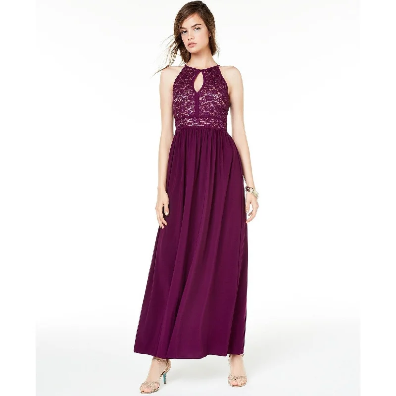 Evening dress for chic reception-Morgan & Company Juniors' Glitter Lace Gown Purple Size 3