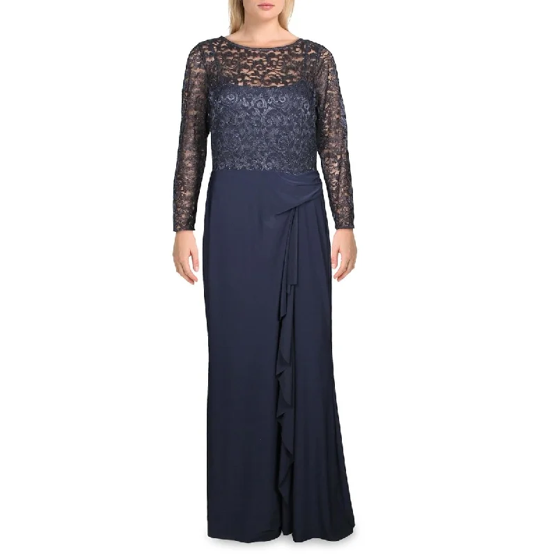 Evening dress for exquisite gala-Ralph Lauren Women's Sequin Lace Ruffle Gown Blue Size 12