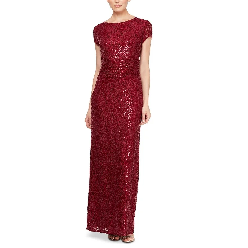 Evening dress for private affair-SL Fashions Women's Sequined Lace Gown Red Size 8