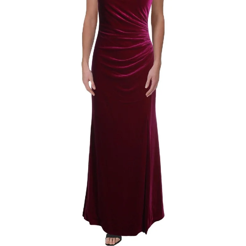 Evening dress with asymmetric hemline-Vince Camuto Women's Draped Velvet Slit Gown Pink Size 2