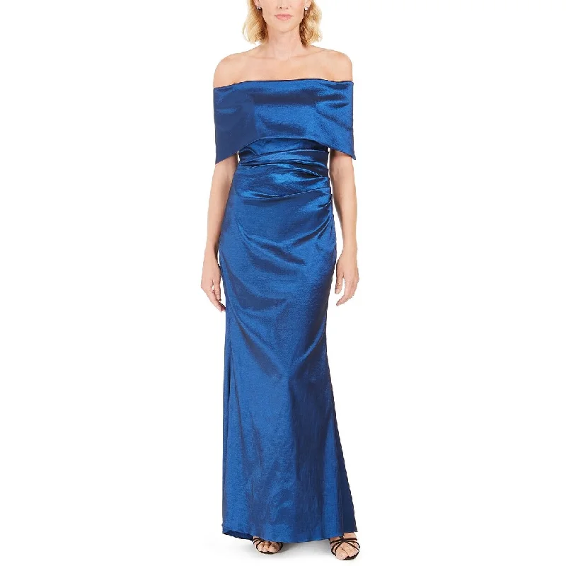 Evening dress for prestigious celebration-Vince Camuto Women's Off The Shoulder Gown Dark Blue Size 10