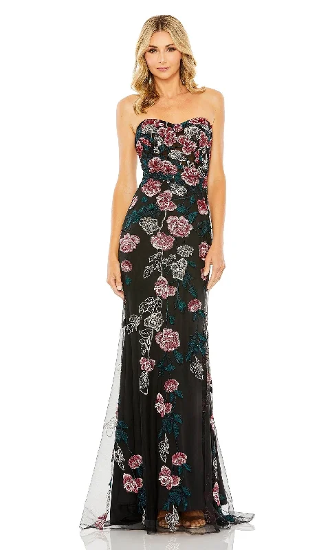 Floral satin maxi dresses for weddings-Mac Duggal Long Formal Dress 20581