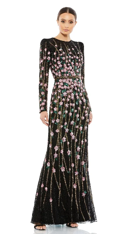 Printed maxi dresses with long sleeves-Mac Duggal Long Formal Dress 5492