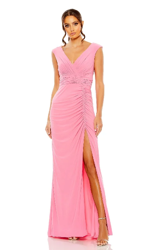 Maxi dresses with ruffles for evening events-Mac Duggal Long Formal Dress 55974