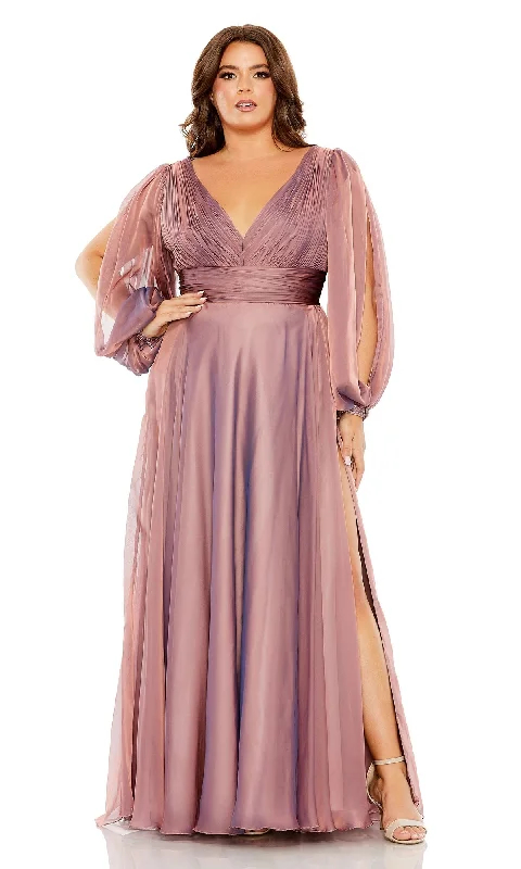 Casual satin evening maxi dresses-Mac Duggal Long Plus-Size Formal Dress 68431