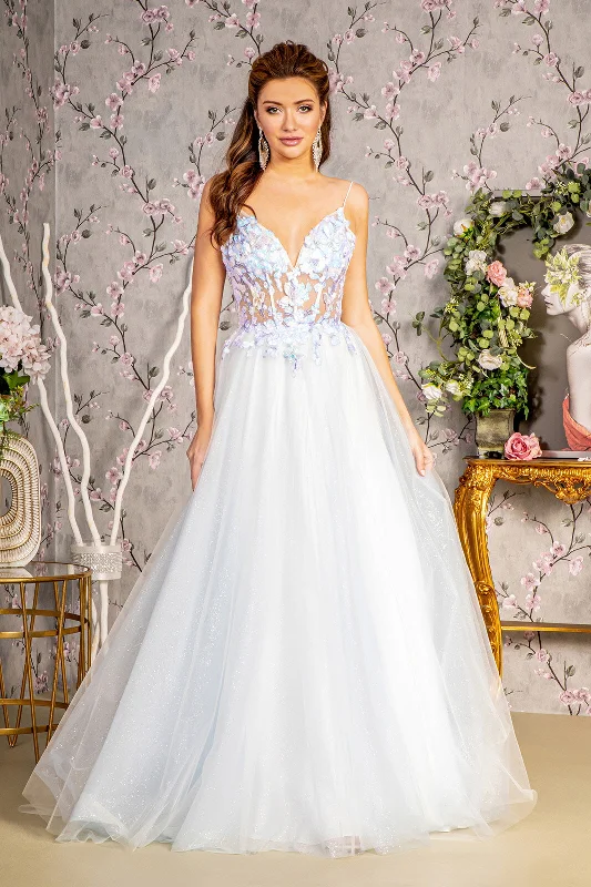 Evening dress for luxurious evening-3D Butterfly Sleeveless Corset A-line Gown by GLS Gloria GL3265