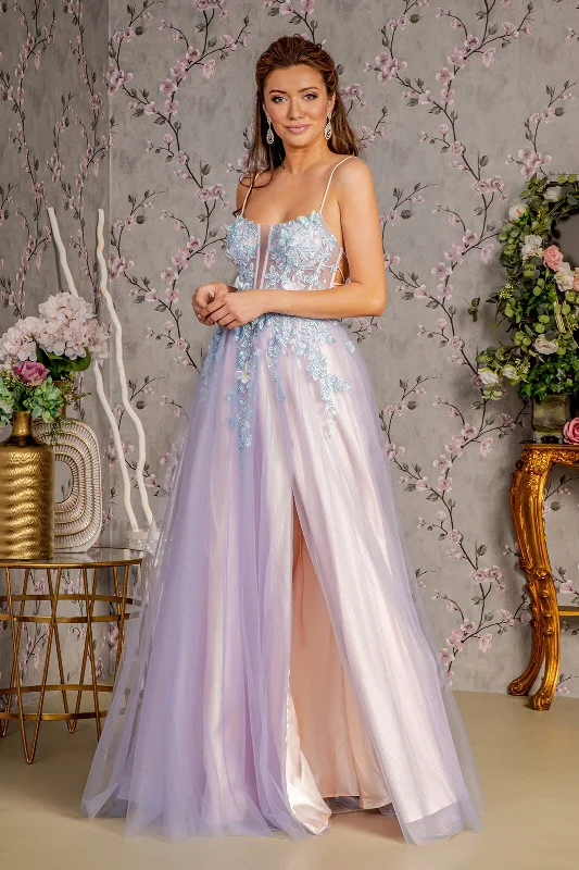 Evening dress for fabulous affair-3D Butterfly Sleeveless Two-Tone Gown by GLS Gloria GL3252