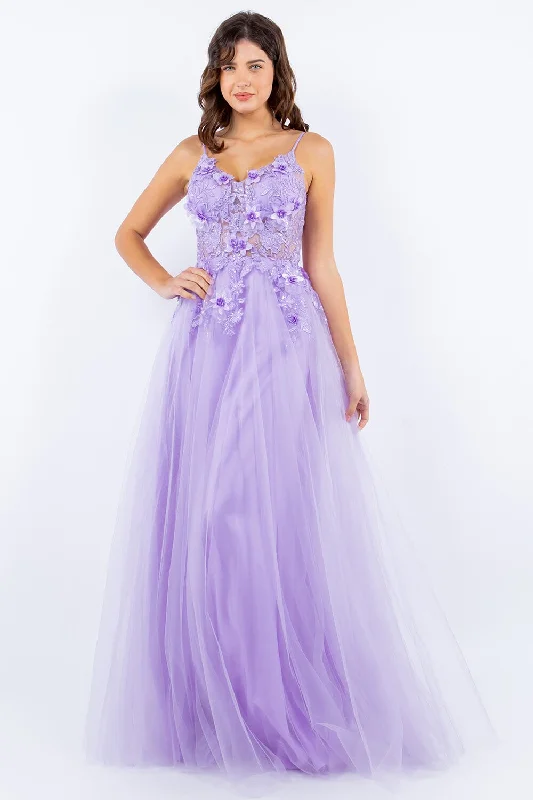 Evening dress for unforgettable affair-3D Floral Sleeveless Tulle Gown by Cinderella Couture 8038J