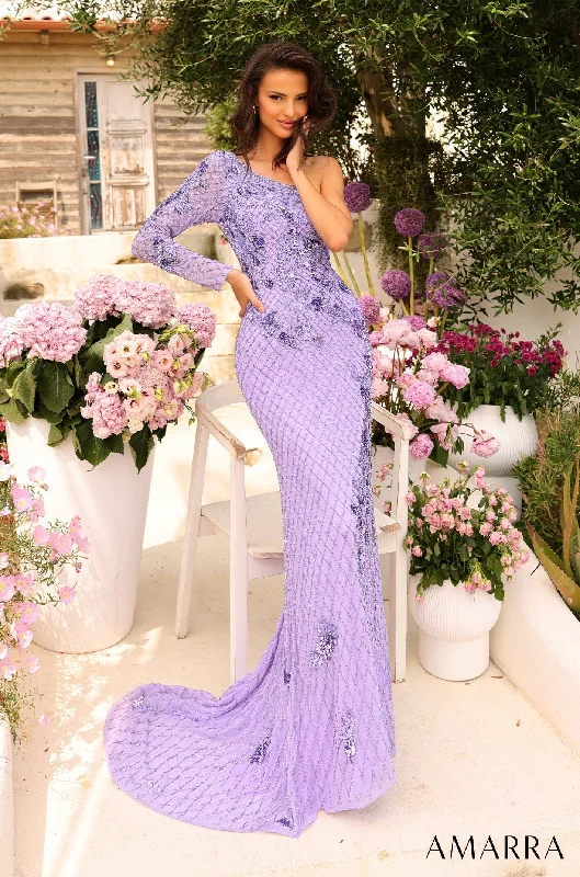 Evening dress for fabulous celebration-Applique Long Sleeve Mermaid Dress by Amarra 94027