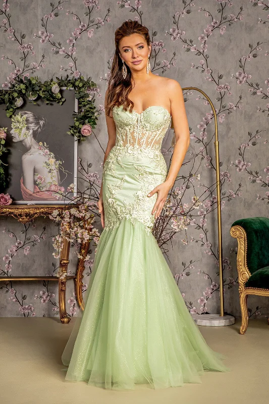 Evening dress for fashionable reception-Embroidered Strapless Mermaid Dress by GLS Gloria GL3211