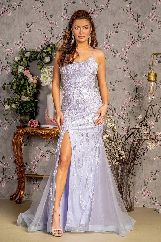 Evening dress with trendy flair-Fitted Embellished Sleeveless Slit Gown by GLS Gloria GL3382