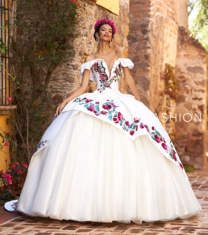 Evening dress for fabulous event-Floral Off Shoulder Quinceanera Dress by Ragazza M41-141