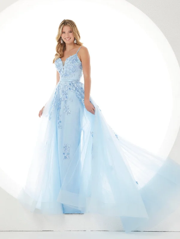 Evening dress for stunning evening-Lace Applique Sleeveless Overskirt Gown by Panoply 14112