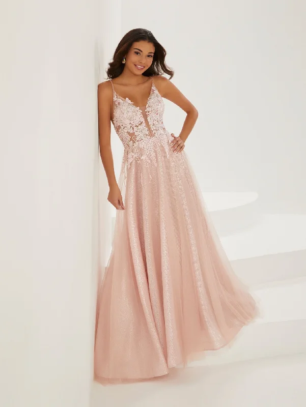 Evening dress for unforgettable night-Lace Applique Sleeveless Tulle Gown by Tiffany Designs 16932