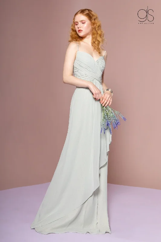 Evening dress for glamorous affair-Long A-line Sleeveless Dress with Ruched Bodice by Elizabeth K GL2666