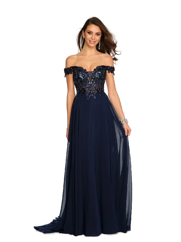 Luxurious evening dress with satin finish-Long Evening Dress by Dave and Johnny 11242