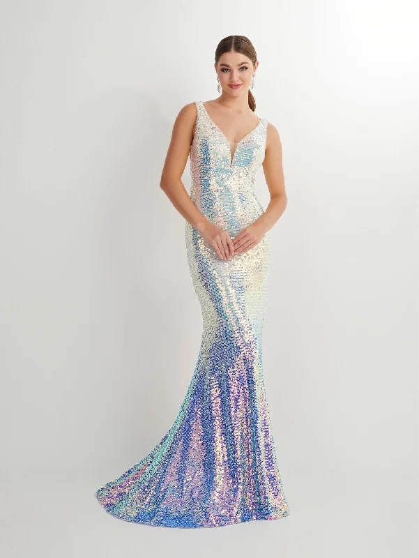 Evening dress for glamorous function-Ombre Sequin Sleeveless Mermaid Dress by Studio 17 12885