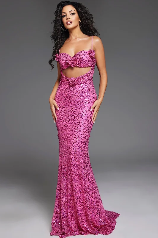 Evening dress for dazzling night-Sequin Fitted Sleeveless Slit Gown by Jovani D5403