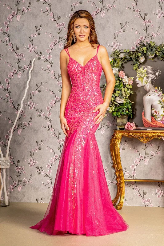 Evening dress for VIP gathering-Sequin Print Corset Mermaid Dress by GLS Gloria GL3228