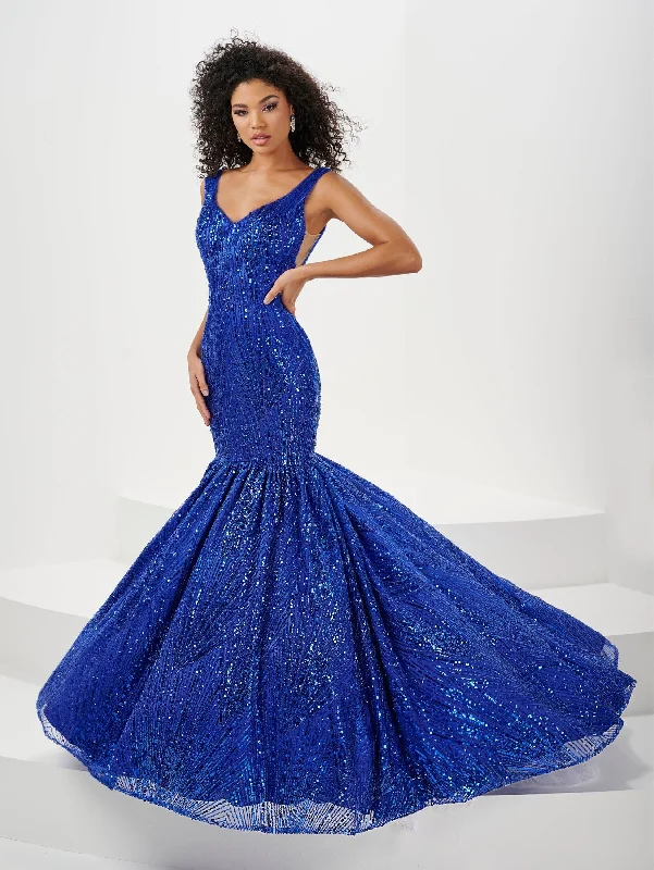 Evening dress for high-end reception-Sequin Print Sleeveless Mermaid Dress by Panoply 14180