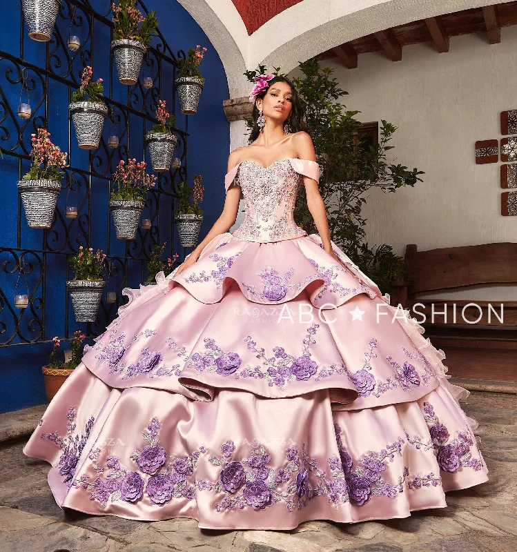 Evening dress for fabulous reception-Tiered Floral 2-Piece Quinceanera Dress by Ragazza M47-147