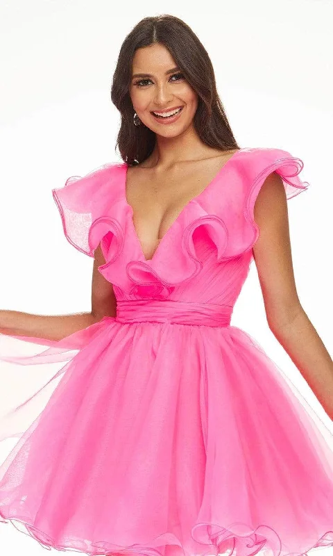 Ashley Lauren - Ruffle Draped Cocktail Dress 4464 - 1 pc Hot Pink In Size 8 Available