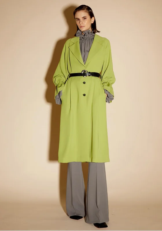 Maxi dresses with open backs for formal events-Birelin Long Belted Trench Coat, Matcha