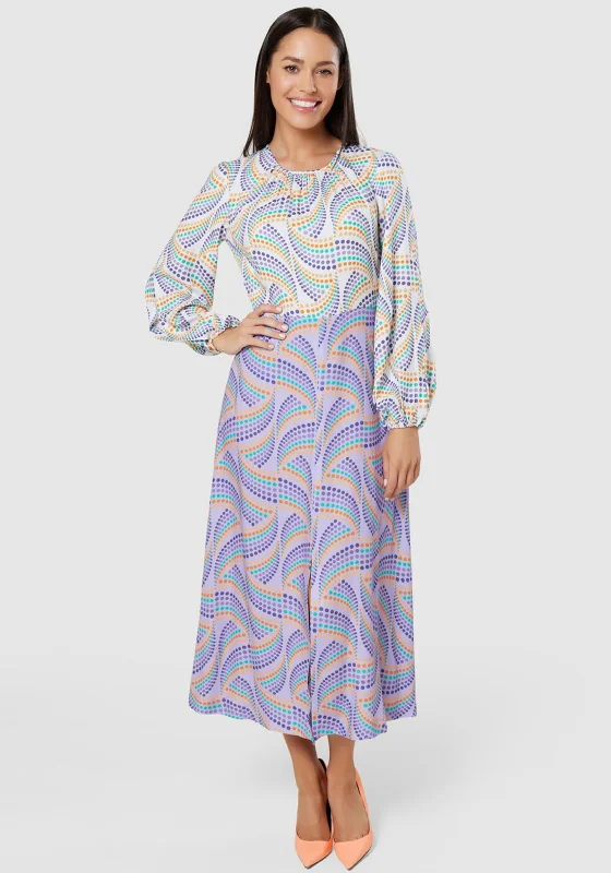 Sexy bodycon maxi dresses for evening-Closet London A-Line Printed Long Dress, Lilac