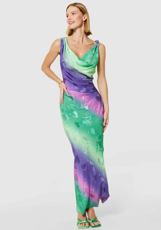 Casual floral print maxi dresses-Closet London Ombre Cowl Neck Long Slip Dress, Purple