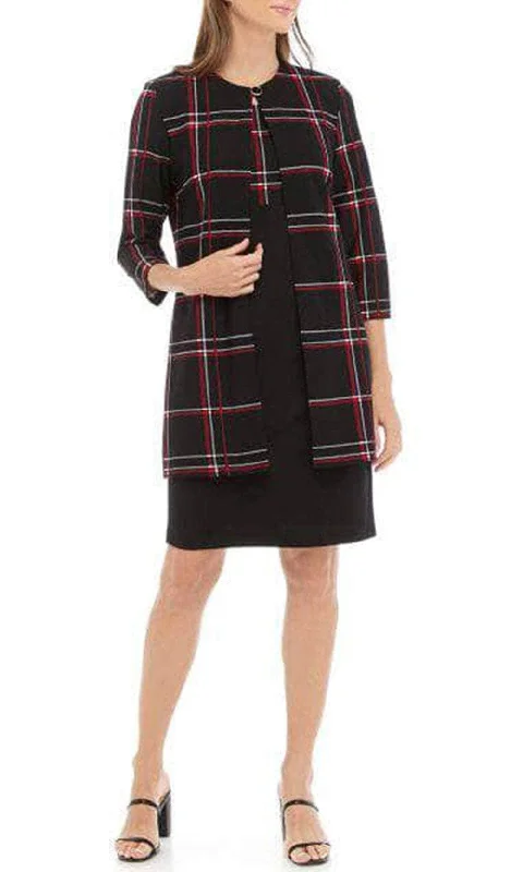 Party dress for a private cocktail party-Danny & Nicole 27062M - Scoop Plaid Print Formal Dress