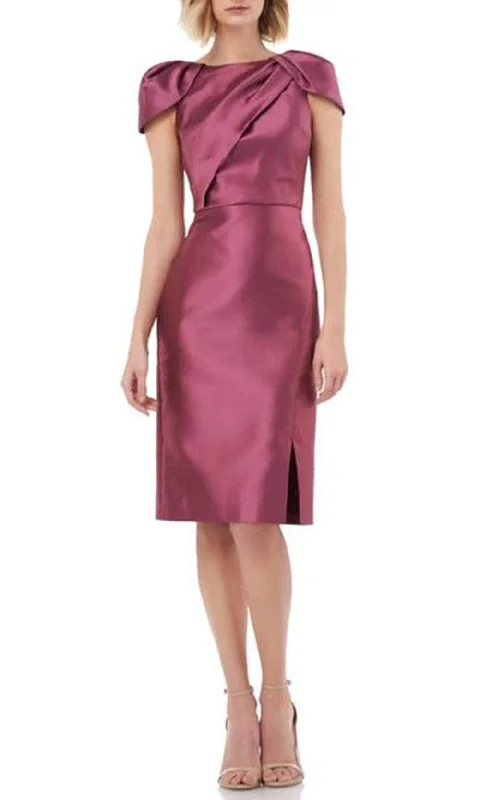 Party dress for a stylish luxury VIP designer red carpet event-Kay Unger 5511122 - Pleated Cap Sleeve Knee-Length Dress