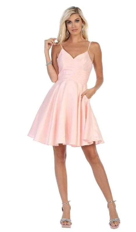 May Queen - MQ1654 Surplice V-neck Cocktail Dress