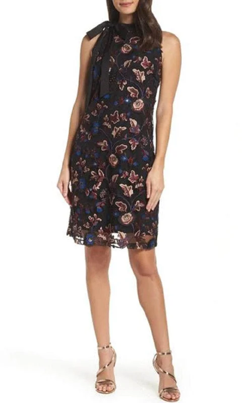 Party dress for a top-tier red carpet event-Sam Edelman 36F296 - Sleeveless Ribbon Tied High-Neck Short Dress